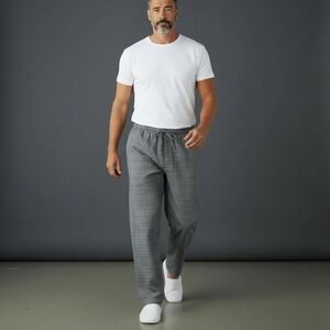 Andrew Scott Plaid Lounge Pants Mens‎ Size M Gray Drawstring Casual Sleepwear
